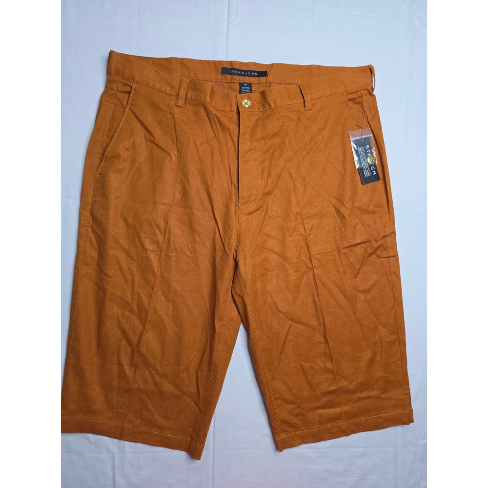 Sean John Chino Shorts Men's 40 Tall‎ Brown Stretch 15" Inseam Flat Front NWT